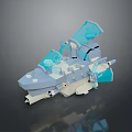 Intricate Lego Sci Fi Spaceship Model Featuring Light Blue White And Transparent Components 3d model