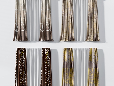 Light Luxury High-grade brown Art Pattern Curtain Combination model