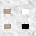 Square Round Shaped Wall Lamps with White Black Brown Wood Tones Illuminated on Gray Wall