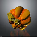 Vibrant Orange And Red Pumpkin With Yellow Stem On Dark Background And Reflection