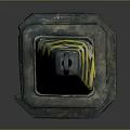 Worn Traffic Cone With Yellow Black Stripes Square Base And Top Loop