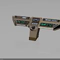 Modern Tech Control Console With Multiple Screens Control Buttons And Green Displays 3d model