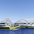 Modern Architectural Design With Unique Geometric Structure By Waterfront And Green Spaces 3d model
