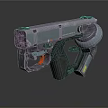 Modern Tactical Handgun With Metal Body Black Grip And Red Trigger Detail