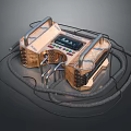 Metallic Industrial Equipment With Digital Display Panel Control Buttons Handles And Connected Cables