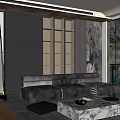 Modern Living Room Sofa Combination Side Table Carpet Bookcase 3d model