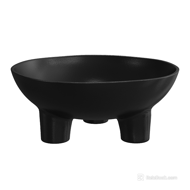 Black Modern Ceramic Bowl With Three Legs Minimalist Sleek Tabletop Design 3d model 