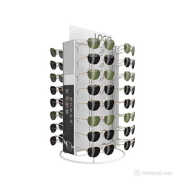 Eyewear Store Display Rack With Various Glasses In Multiple Styles And Colors 3d model 