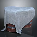 Stylish Decorative Ornament Set With Gray Cloth Covered Red Brick Buckets And Black Stripes
