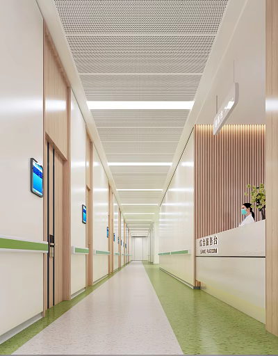 Hospital Outpatient Clinic Modern Corridor With Triage Desk 3d model