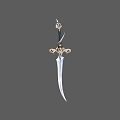 Ornate Decorative Dagger With Silver Sharp Blade And Intricate Gold Hilt Design