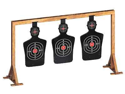 Wooden Target Stand with Three Circular Targets for Shooting Sports Practice Equipment 3d model