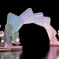 Commercial Equipment Modern Arch Structure With Colorful Lighting Decorative Trees And Spherical Lights