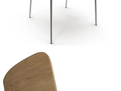 Modern Leisure Chair with Wooden Backrest and Sleek Metal Legs Design 3d model