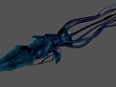 Blue Aquatic Animal Giant Squid With Bioluminescent Eyes Detailed 3D Model 3d model Blue Aquatic Animal Giant Squid With Bioluminescent Eyes Detailed 3D Model 3d model