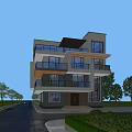 Modern Detached Villa Exterior With Multi Story Glass Balconies And Surrounding Trees