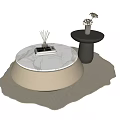 Cream wind coffee table combination side a few round a few ornaments 3d model
