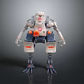Mechanical Robot Design With White Gray Orange Body Mechanical Arms Legs And Control Panel