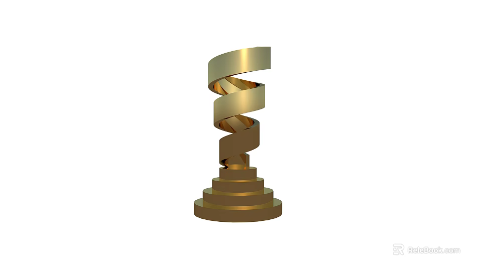 Golden Spiral Trophy Design With Multi Layered Base And Shiny Finish 3d model 