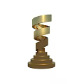 Golden Spiral Trophy Design With Multi Layered Base And Shiny Finish