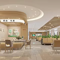 Bright Modern Reception Hall Interior With Reception Desk Seating Area And Green Plants