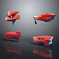 Futuristic Red Sci Fi Flying Vehicles 3D Model Design From Multiple Angles 3d model
