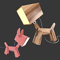 Wooden Deer Shaped Table Lamp With Square Shade For Kids Room Decor