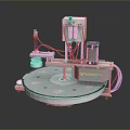 Industrial Automated Machinery Featuring Circular Base Blue Tubes White Devices And Mechanical Components
