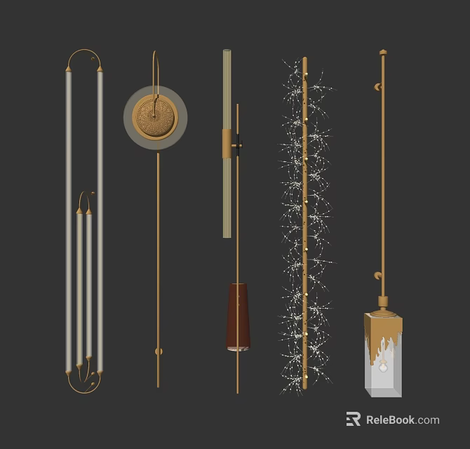 Modern Stylish Wall Lamps With Varied Designs And Metal Frames For Home Decor 3d model 