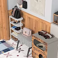 Wooden Shoe Cabinet With Cat Hole Design And Multi tier Shelf For Shoes And Bags