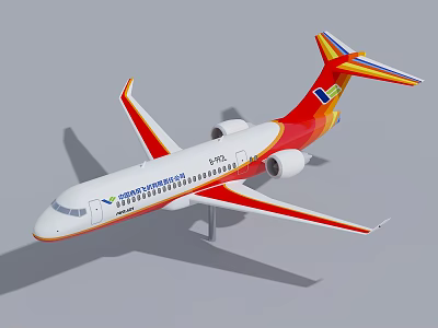 Red Yellow White Commercial Airliner Model With Colombian Airlines Livery And Colorful Stripes 3d model
