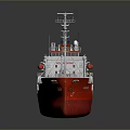 Red and White Liquefied Gas Carrier Ship With Storage Tanks And Upper Deck Structure