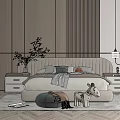 Modern Double Bed Simple Bedding Combination 3d model