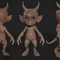 Cute Fantasy Game Movie Character Design With Horns Large Ears And Big Eyes