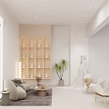 Modern Minimalist Bridal Shop Showroom With Arched Display Shelves And Mannequins Displaying Elegant Wedding Dresses