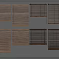Wooden Window Blinds Various Styles Displayed On White Wall For Home Decoration