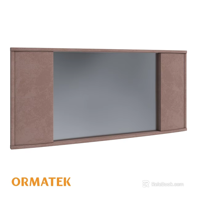 Brown Framed Wall Mirror With Smooth Surface For Modern Home Decor 3d model 