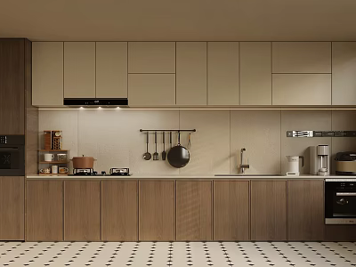 Modern Kitchen With Minimalist Cabinets And Appliances 3d model