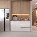 Modern Living and Dining Room With Open Concept Wooden Sofa Coffee Table Large Windows Plant