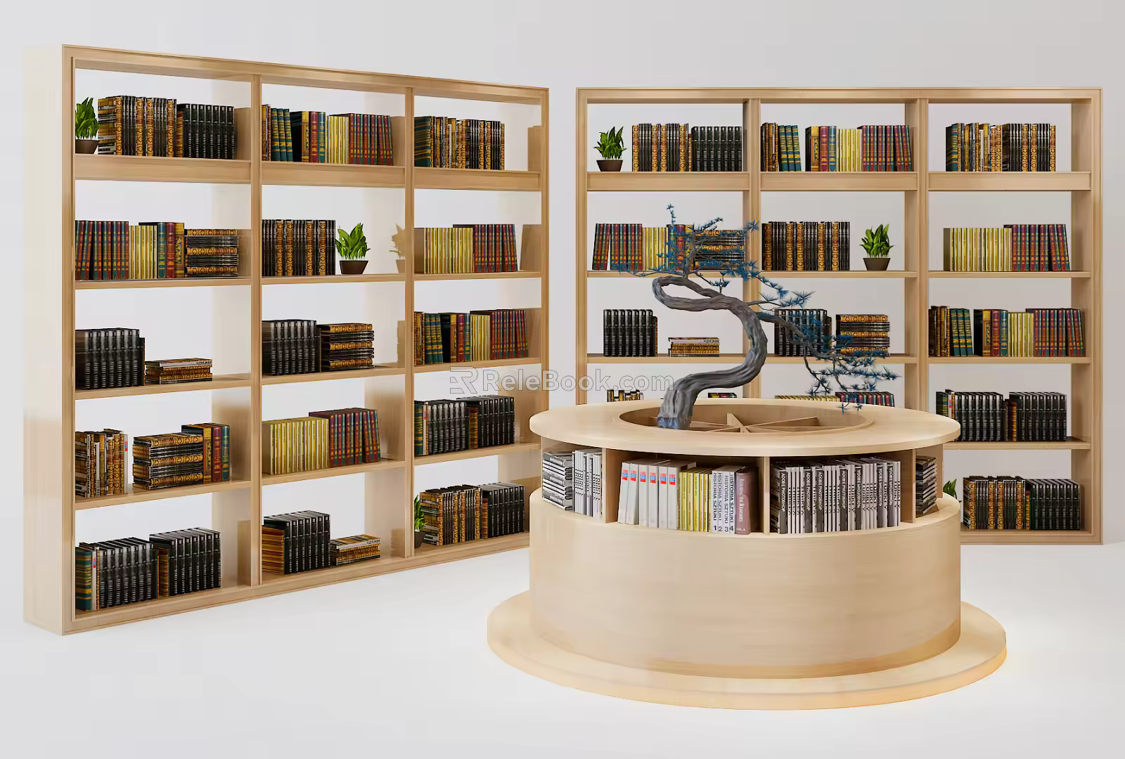 Modern bookcase book display rack 3d model