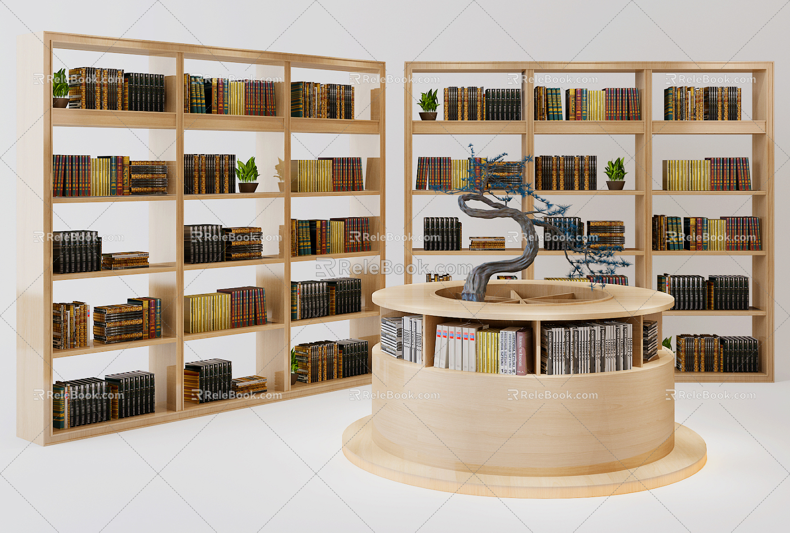 Modern bookcase book display rack 3d model