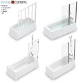 Modern White Bathtub Designs With Glass Shower Screen And Interior Views