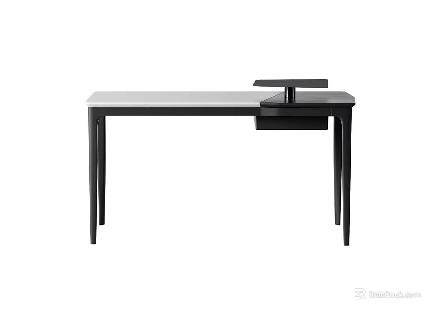 Sleek Modern Black Desk With Storage Drawer And Smooth Surface Design 3d model 