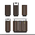 Public Trash Bins With Wooden Striped Design And Recycling Compartments For Outdoor Public Facilities