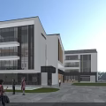 Modern Detached Villa Exterior With Glass Facade Balcony And Lawn Area