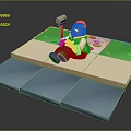 3D Animated Game Character Sitting on Sidewalk Next to Mailbox With Angry Expression