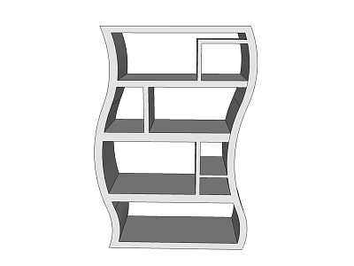 Stylish Modern Wavy Bookshelf With Multiple Shelves And Various Compartments Design 3d model