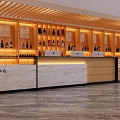 Liquor Store Interior With Wooden Shelves Alcohol Bottles Warm Lighting And Service Center