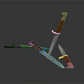 Medieval Weapon Set Including Sword And Knives With Wooden Handles Metal Blades And Sheath