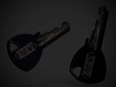 Black Metal Household Keys with Simon and Asus Logos for Daily Use 3d model